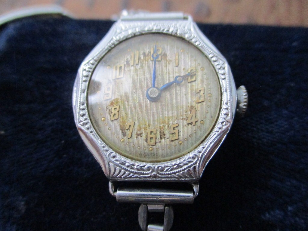 Vintage 1920s SLEDA Swiss Art Deco Watch – 6J 2 Adj – 14K RGP White Gold Case