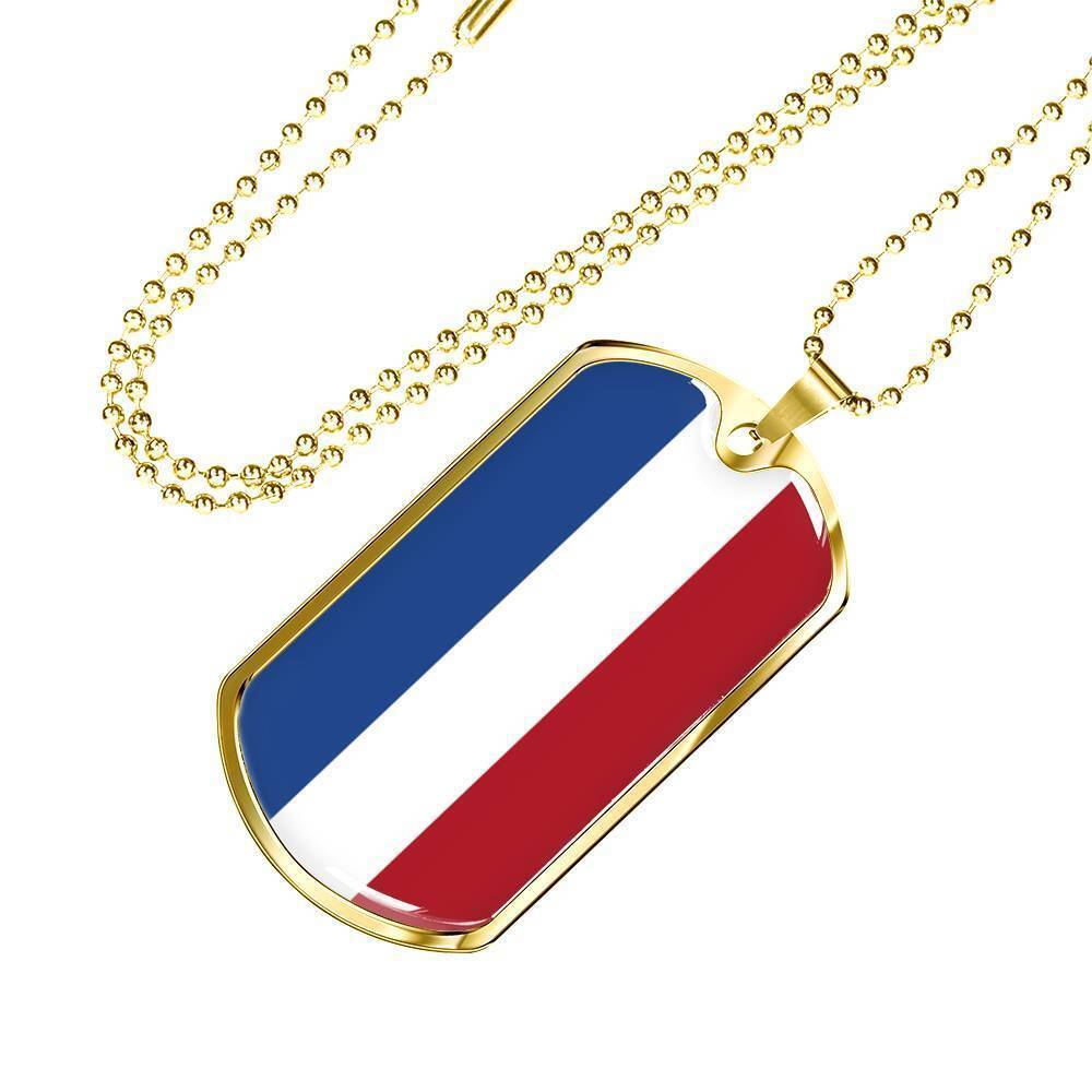 Netherlands Flag Necklace Netherlands Flag Dog Tag Necklace Stainless Steel 24″