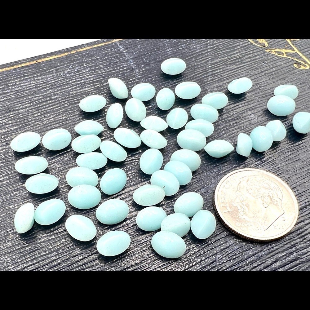 Baby blue vintage oval smooth top loose rhinestones opaque jewelry findings
