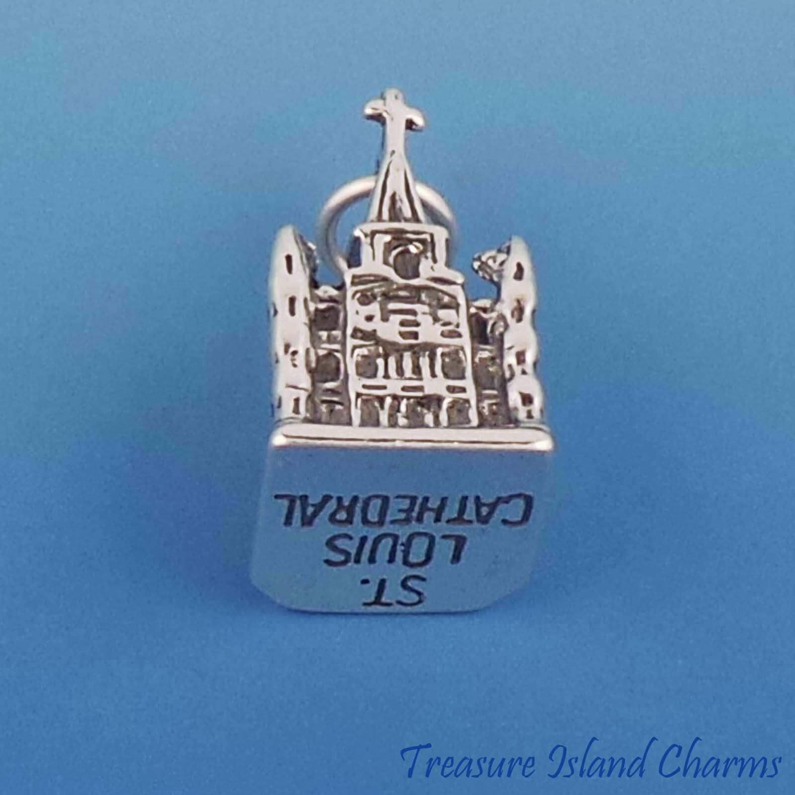 St Louis Cathedral New Orleans 3D 925 Solid Sterling Silver Charm MADE IN USA