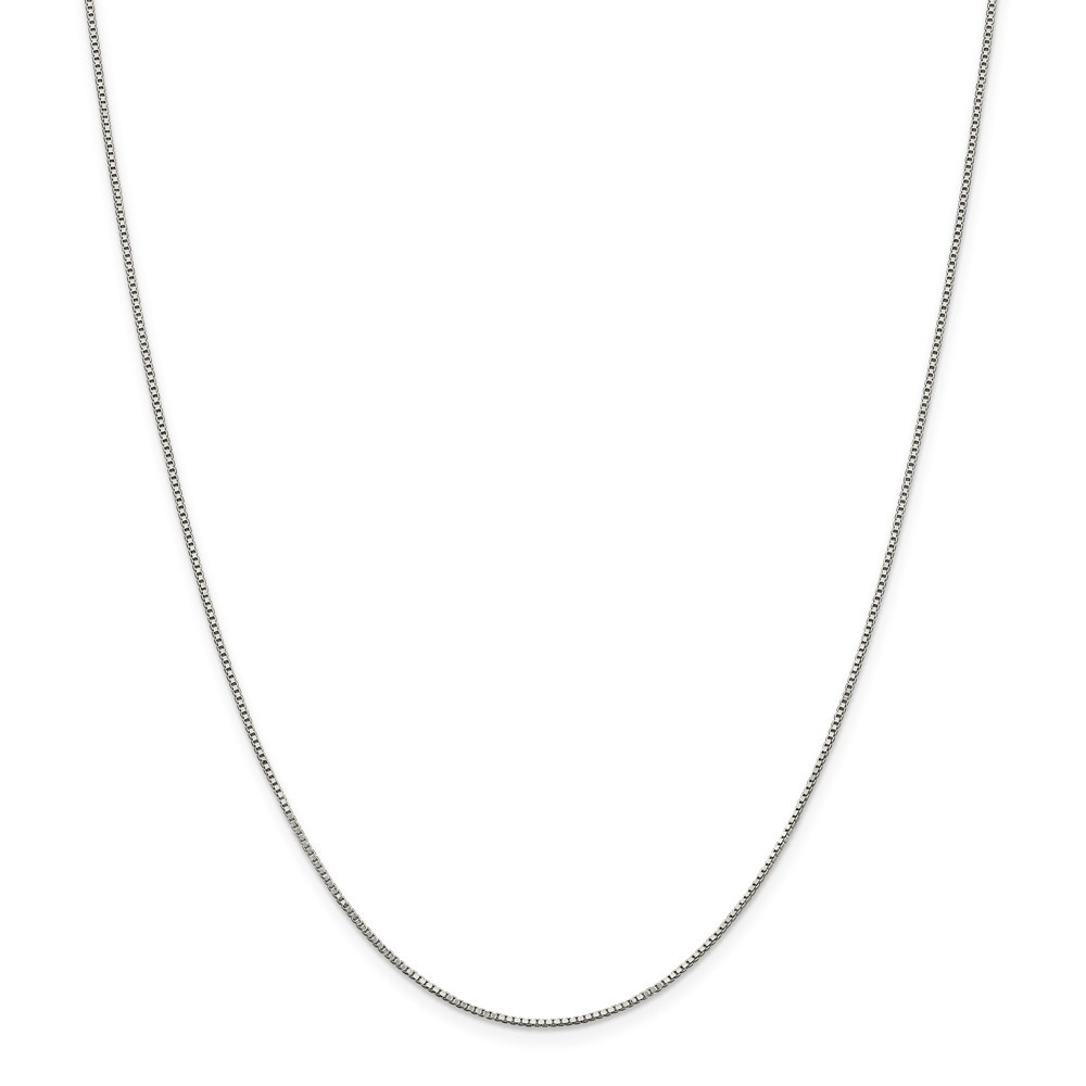 Sterling Silver Rhodiumed 0.9mm Plain Box Chain w/ Spring Ring Clasp 16″ – 30″