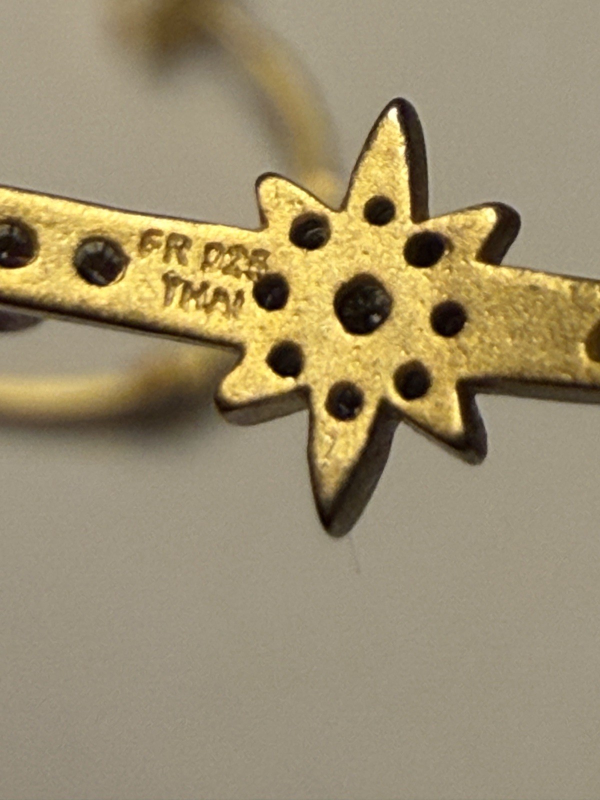 Freida Rothman Celestial Pavé Star Station Hoop Earrings Gold Tone 1.5in