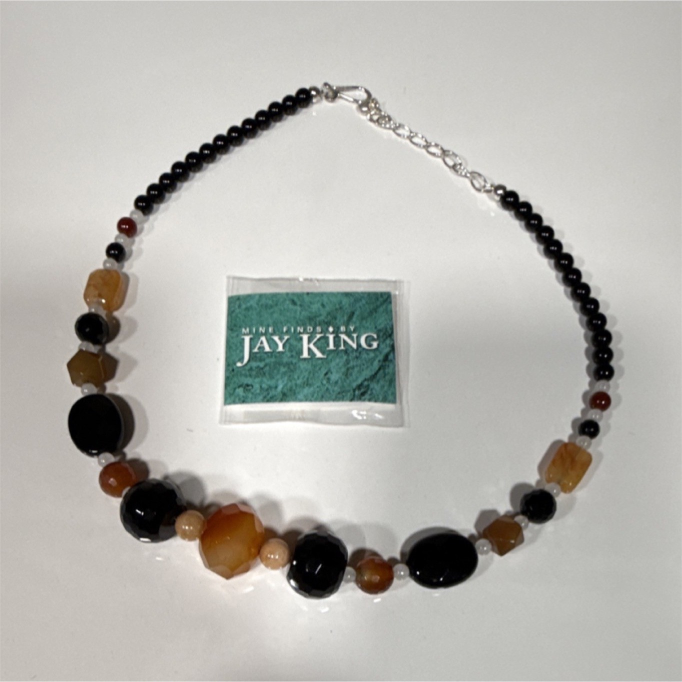 Mine Finds by Jay King Agate Black Brown Beaded Necklace with Silver Hook