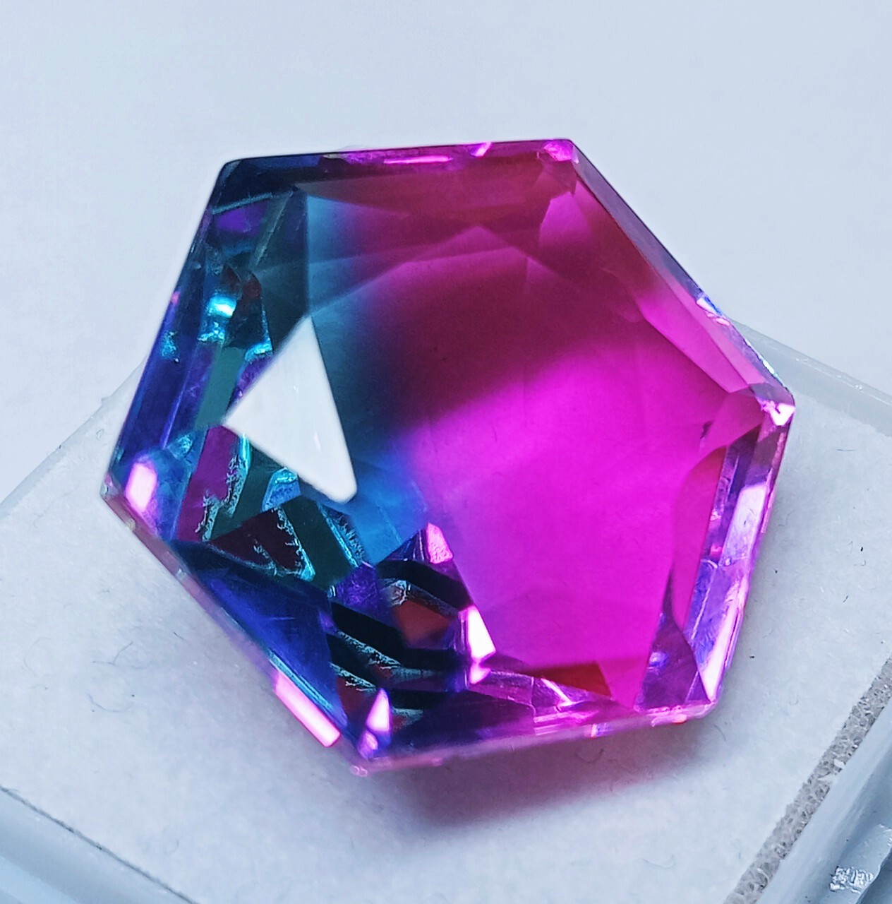 EGL Certified 23.50 Ct Natural Tourmaline Bi-Color Hexagon Fancy Gemstone AAA