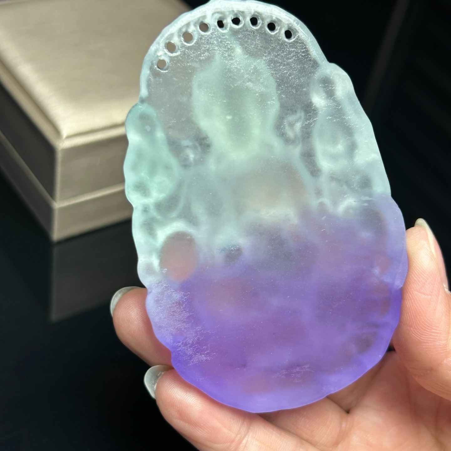 Nature ice green Burmese Jade Jadeite Carved Kwan-yin lucky Pendant&Necklaces