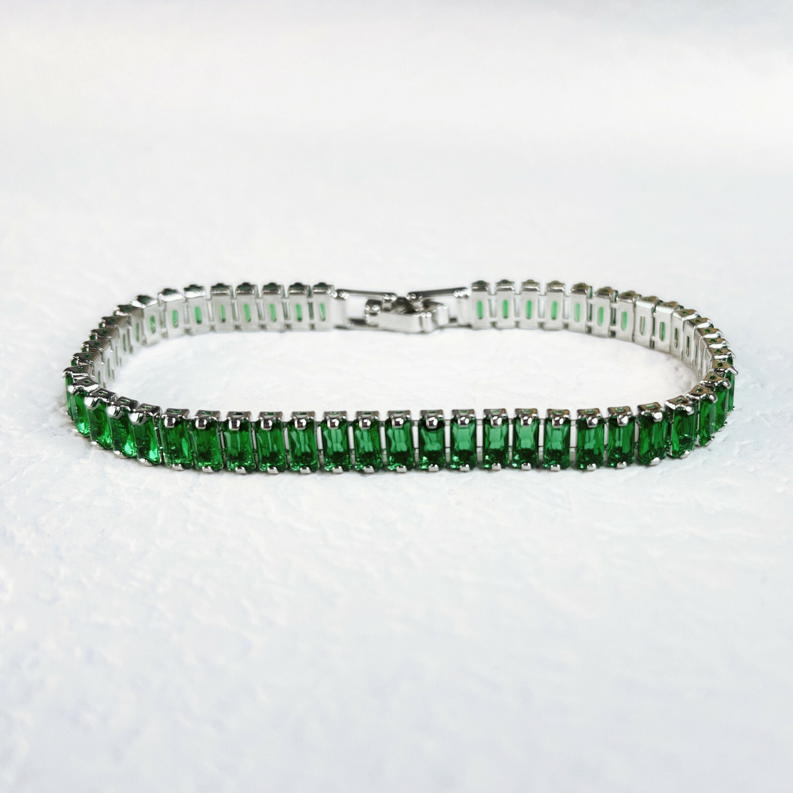 New Xmas Women Party Jewelry Green Citrine Gemstone Silver Bracelets Handchain