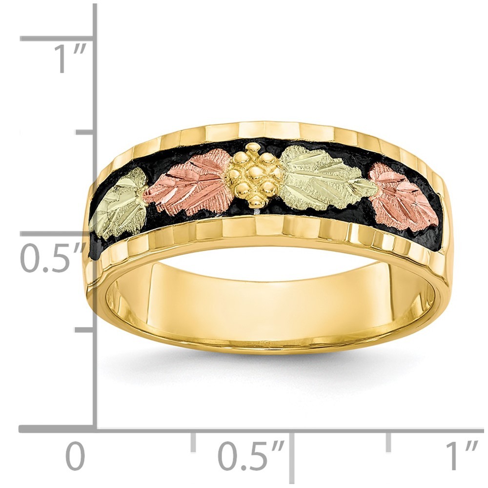 10k Tri-color Gold Black Hills Gold Antiqued Men’s Ring Size 10