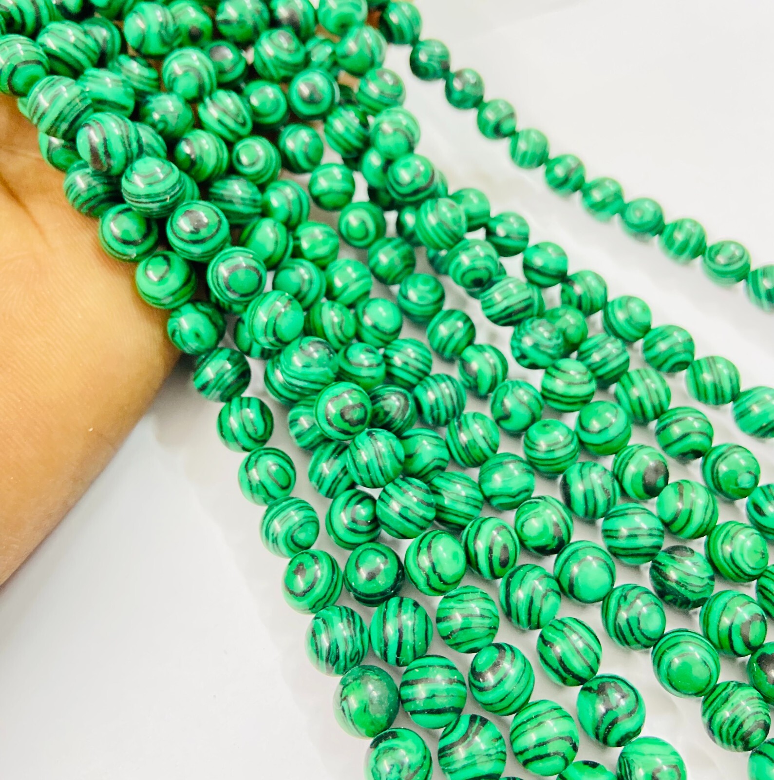 Malachite Beads 15” Strand – Smooth Round Healing Gemstones For Jewelry Making