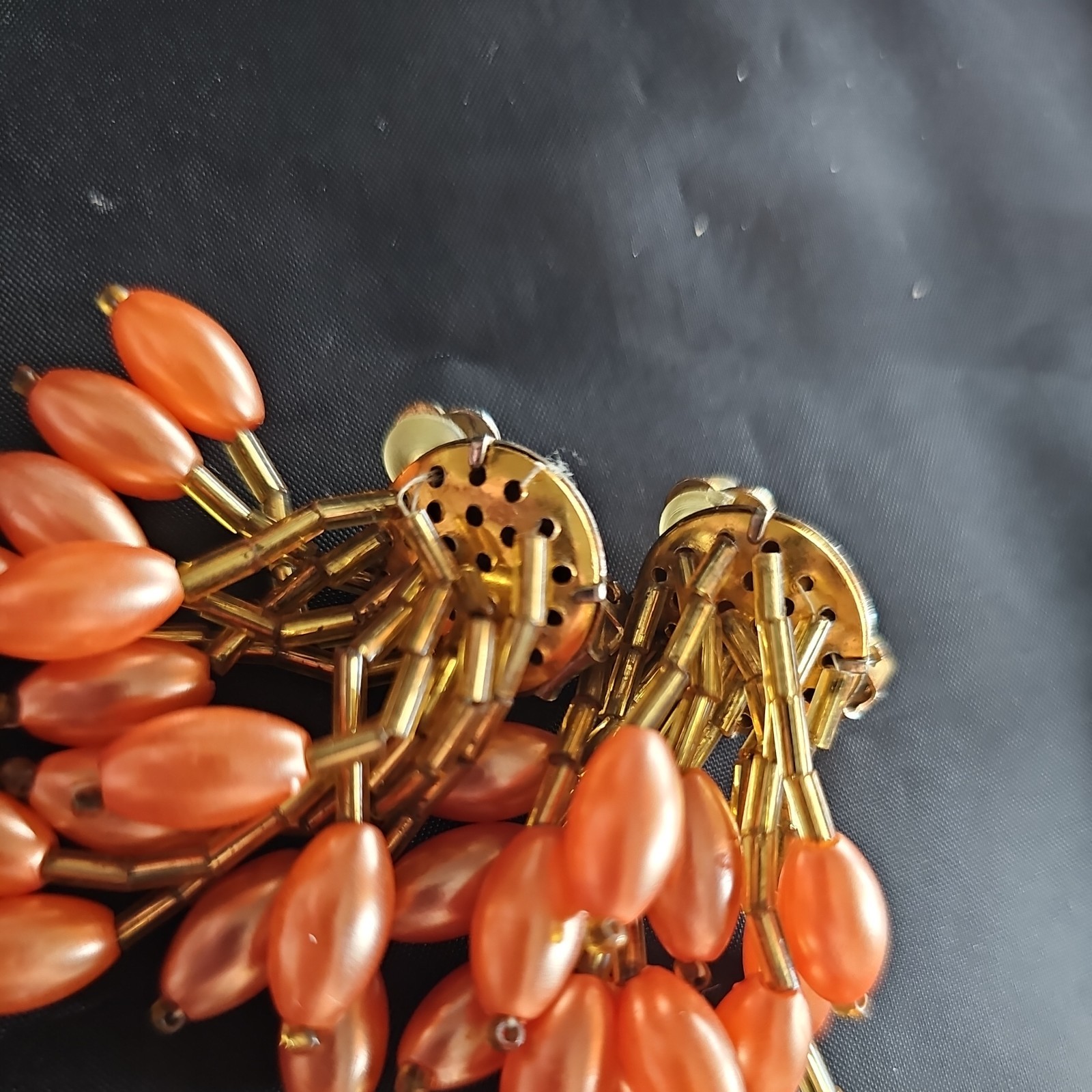 Retro BEADED DANGLE CLIP EARRINGS VINTAGE ESTATE