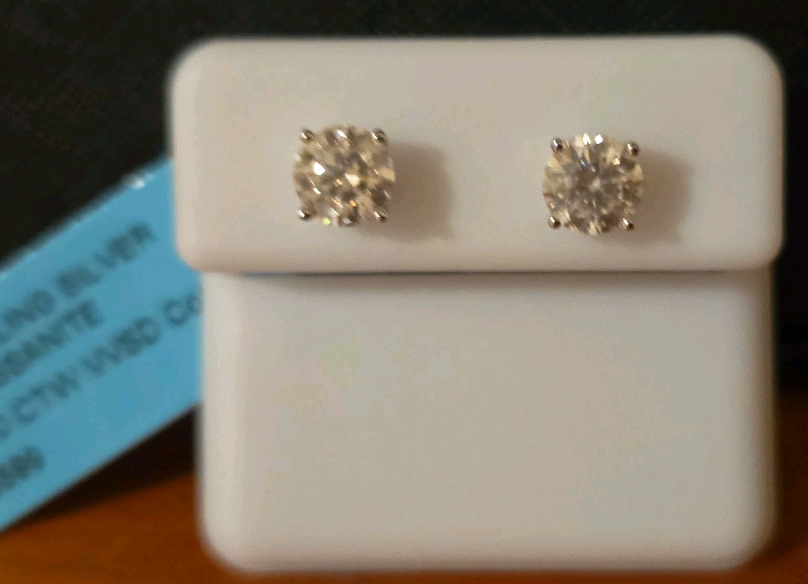 Sterling Silver Moissanite Stud Earrings 1.60 CTW Round White/Colorless