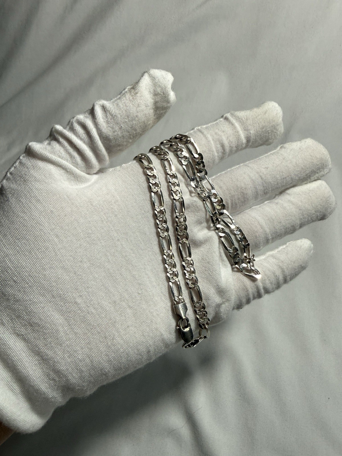 Solid Sterling Silver Figaro Necklace