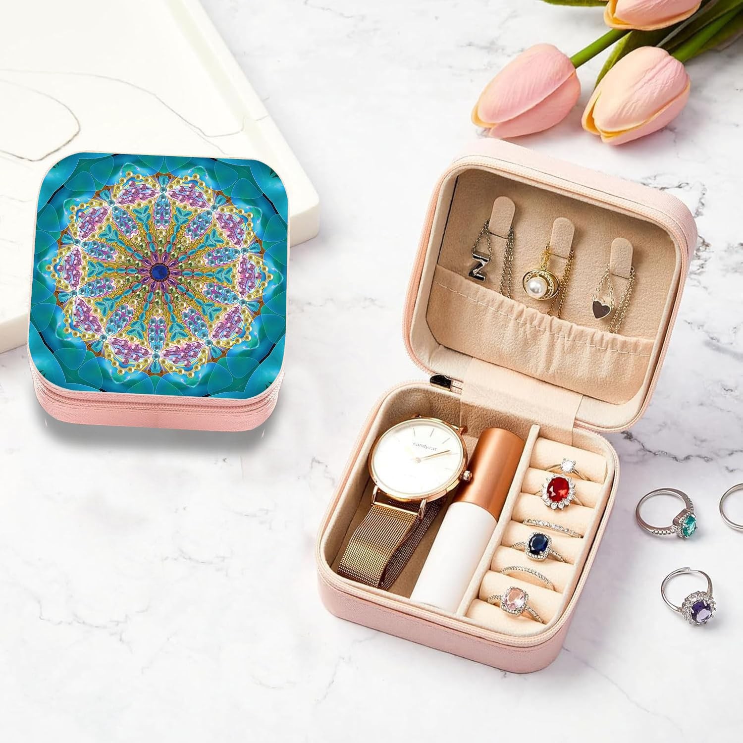 DDGYP 2 Pack Mantra 1 Diamond Art Jewelry Box 3.9×3.9″