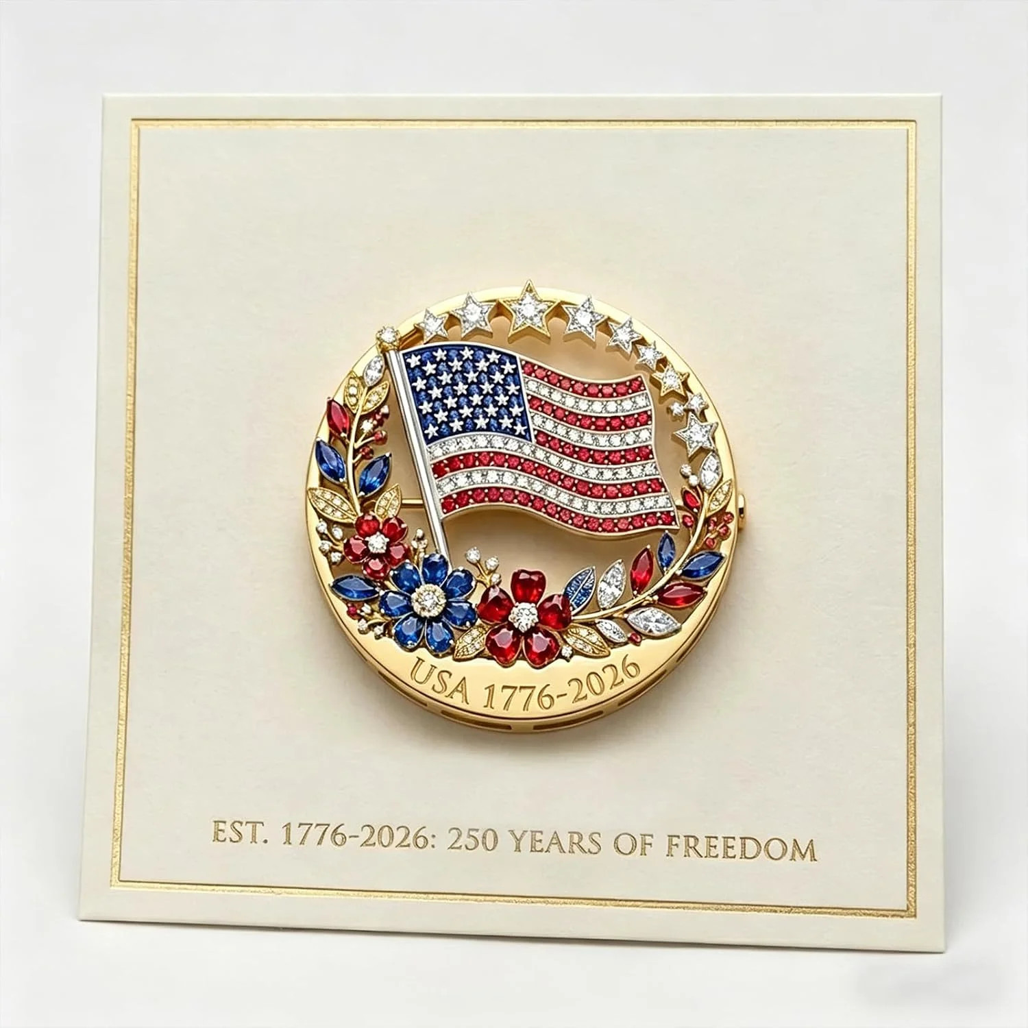 1 Pcs America 250th Birthday Enamel Pins,250 years Anniversary Gold Plated