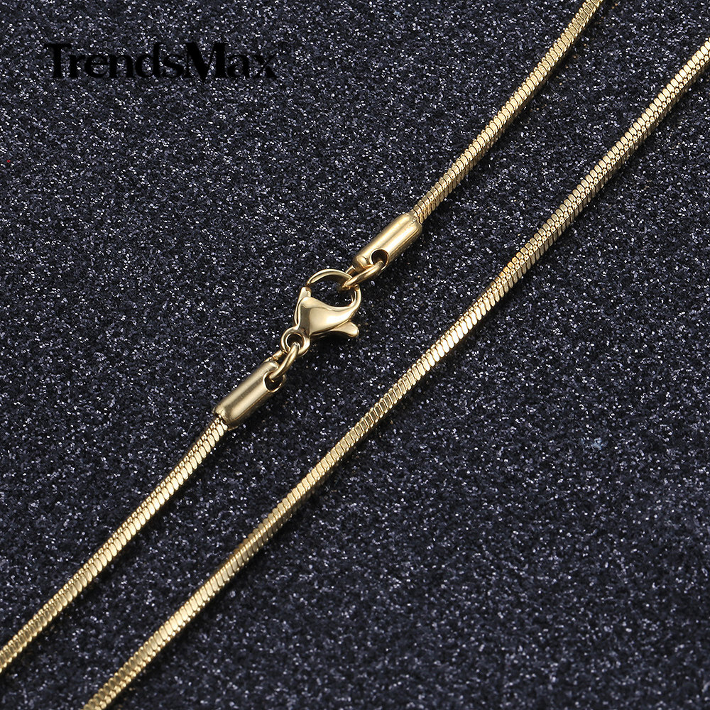0.9-2.0mm Gold Plated Stainless Steel Square Snake Chain Necklace Women Men Link