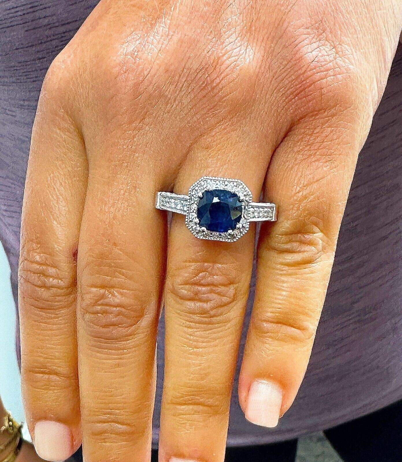 14k White Gold Plated In 2Ct Round Cut Simulated Sapphire Women’s Stunning Ring