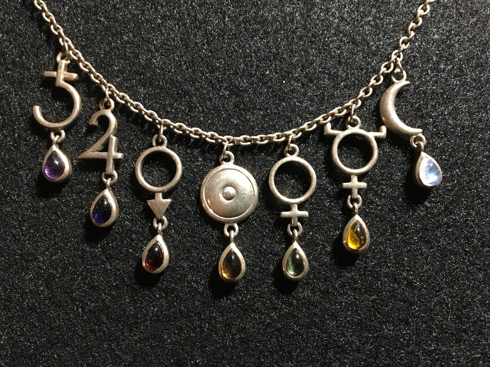 Peter Stone 925-7 Classical Planets Necklace Moons Necklace Retired Vintage Gems