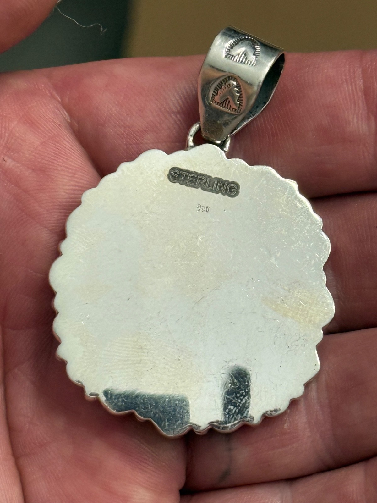 STERLING SILVER TURQUOISE WHITE BUFFALO MIX ONYX BIG CLUSTER DOME PENDANT .925