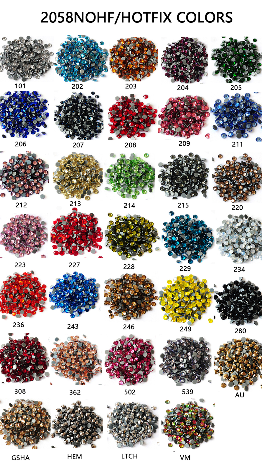 1440pcs All Colors 3D Nail Art Crystal Non Hotfix Flatback Rhinestones SS3-SS12