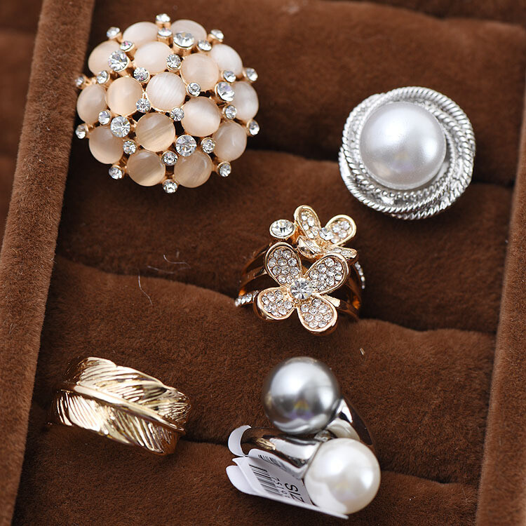 Wholesale Rhinestone Zircon Rings Mixed Women Finger Band Ring Jewelry Bulk Lots