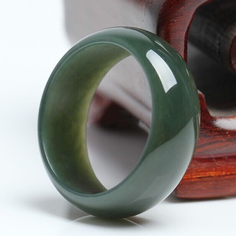 Natural A Grade Jade Band Burma Jade Ring for Women Men, Myanmar Jadeite Jewelry
