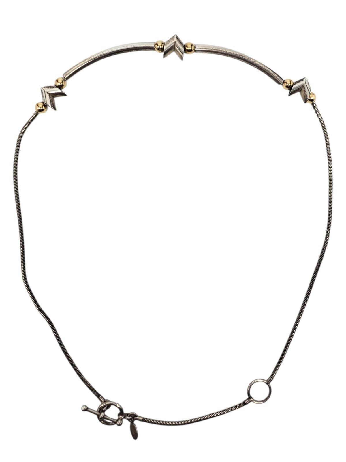 Gina Sterling Silver and 14k Gold Chevron Station Necklace #24725