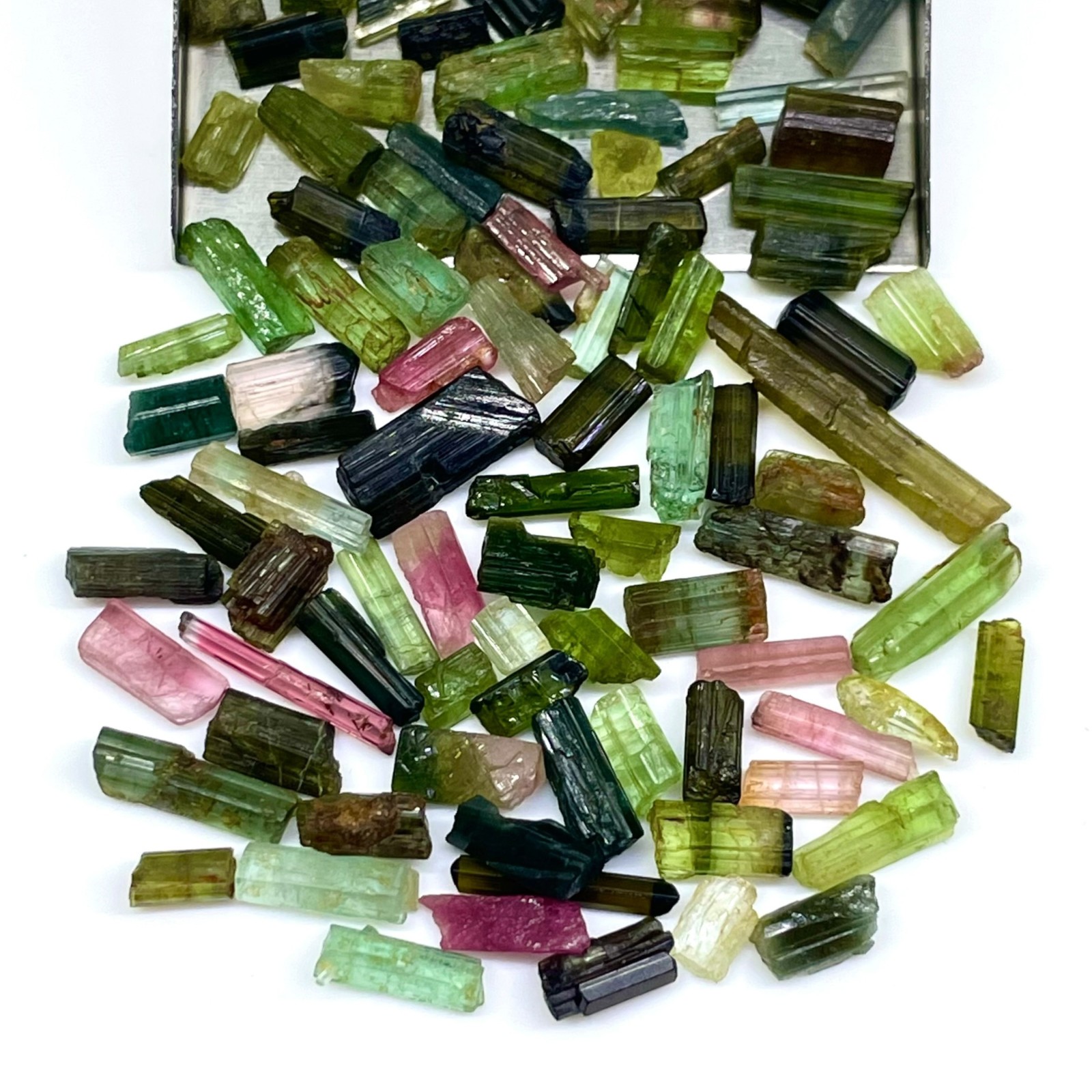 120 Pcs Natural Tourmaline 5-21mm Multi Color Rough Stick Loose Gemstones Lot