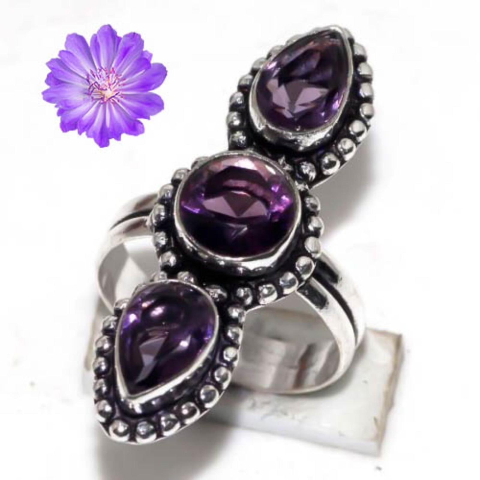 Amethyst Gemstone 925 Sterling Silver Ring Handmade Jewelry Ring For Gift