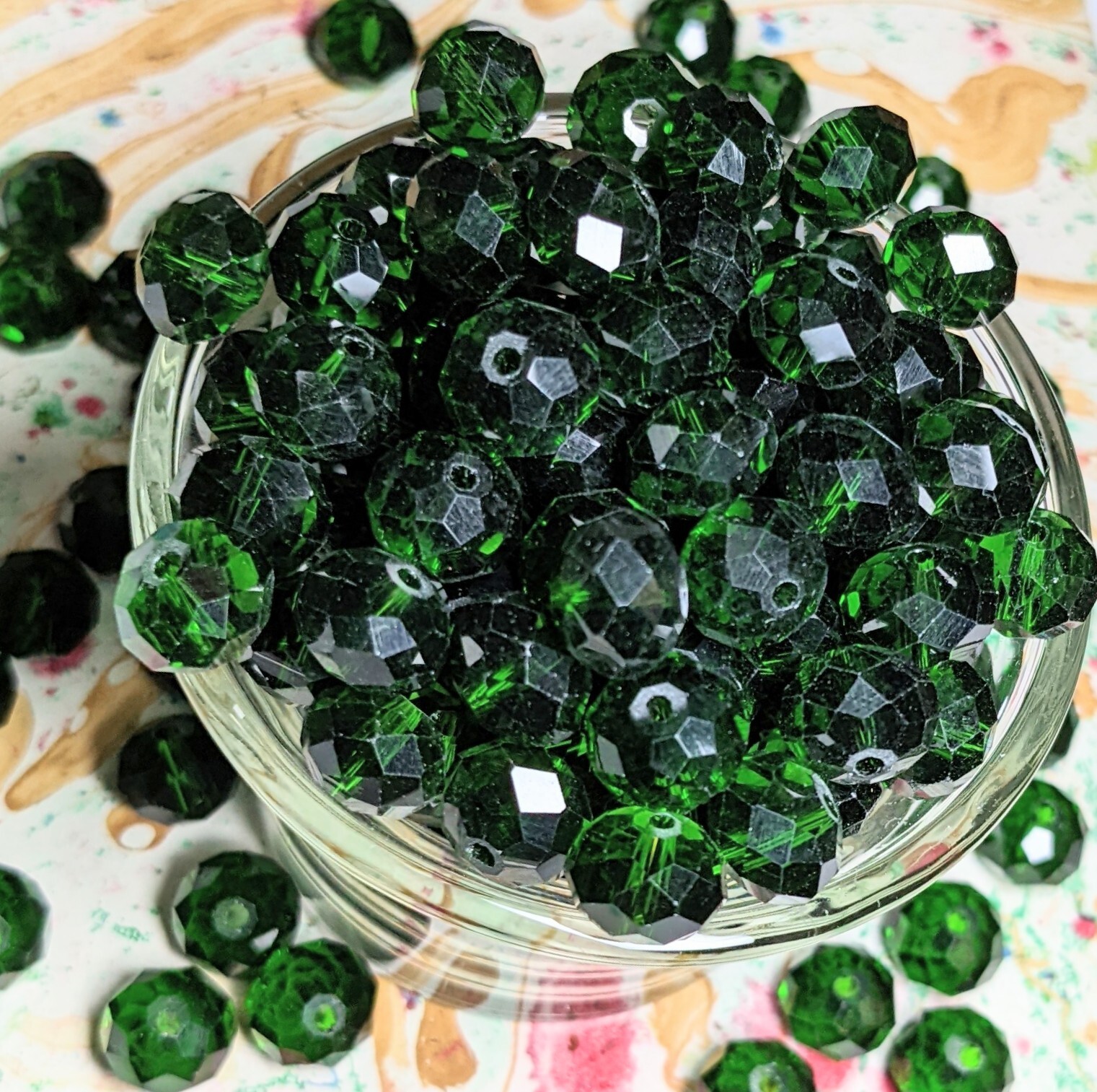 Green Crystal Beads 8mm Beads for Jewelry Making Bulk 180 pcs Emerald Roundelle