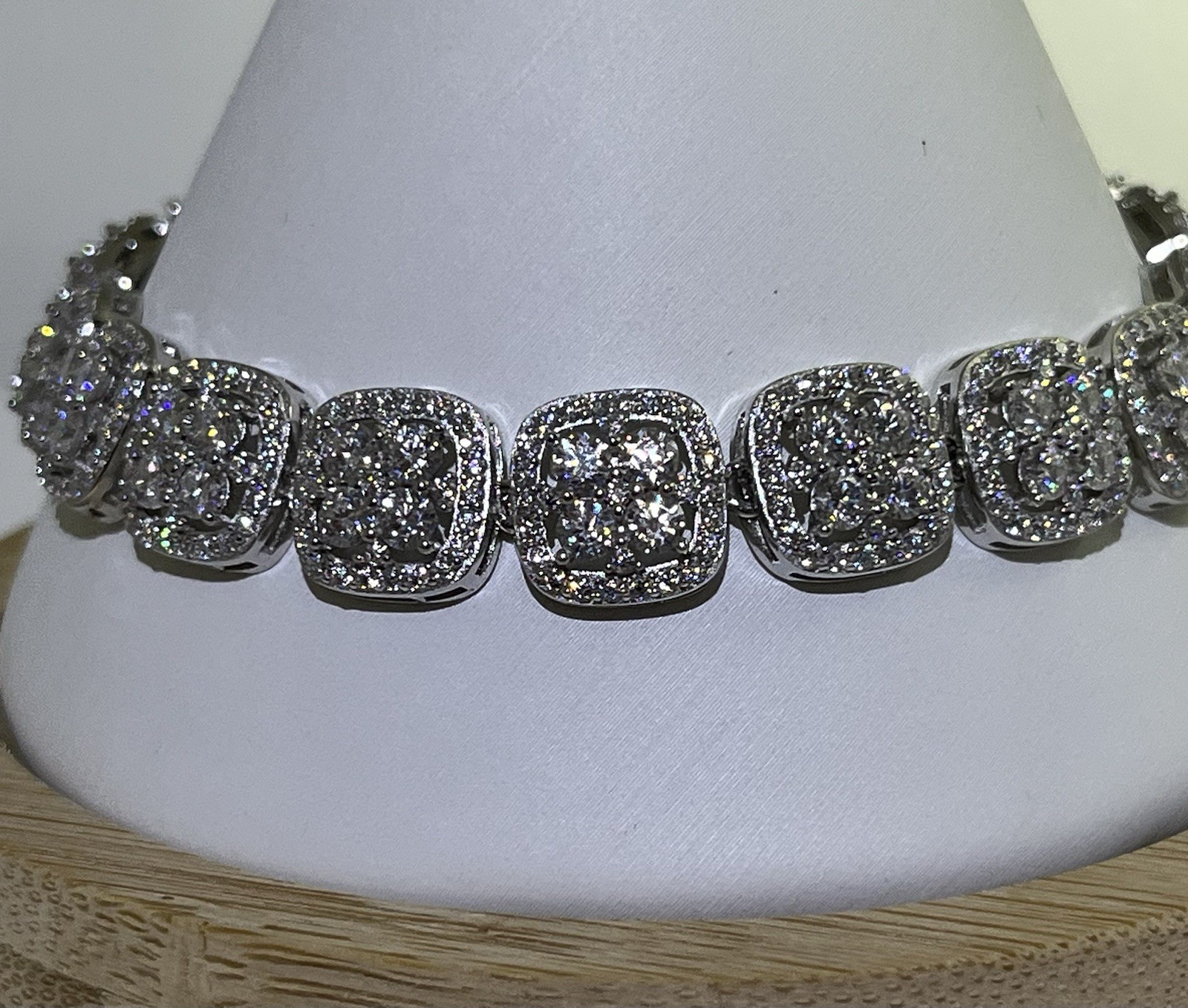 27 TCW Moissanite 11.8MM 8” Custom Made Tennis Bracelet .925 Sterling Silver.