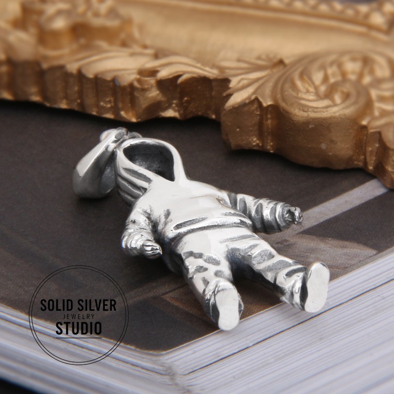 Faceless Hoodie Figure Pendant 925 Silver Streetwear Hip Hop Anonymous Charm