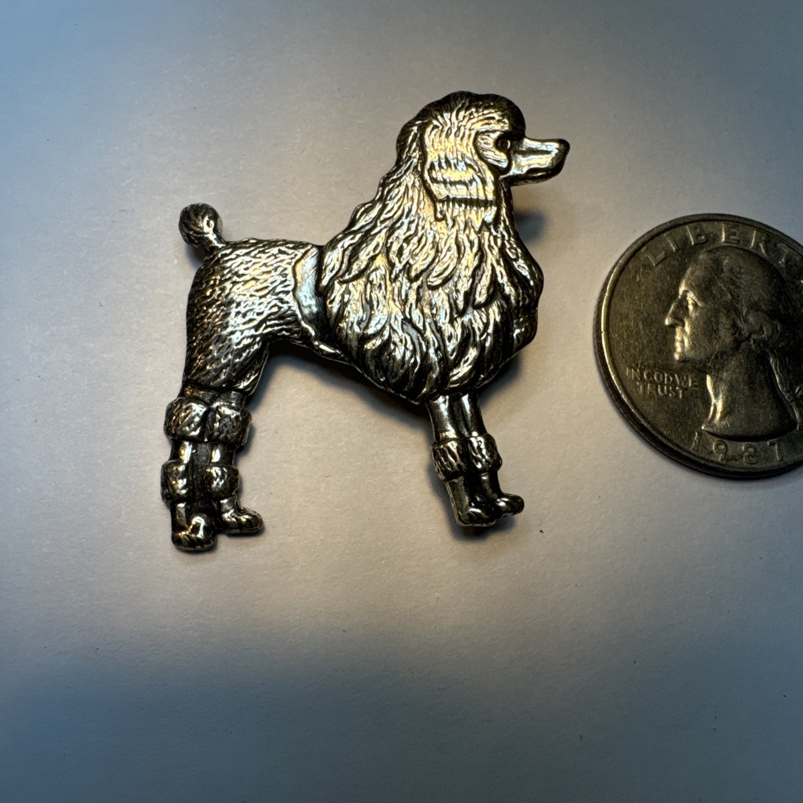 Vintage Sterling Silver French Poodle Brooch 5.4 Gram Wt