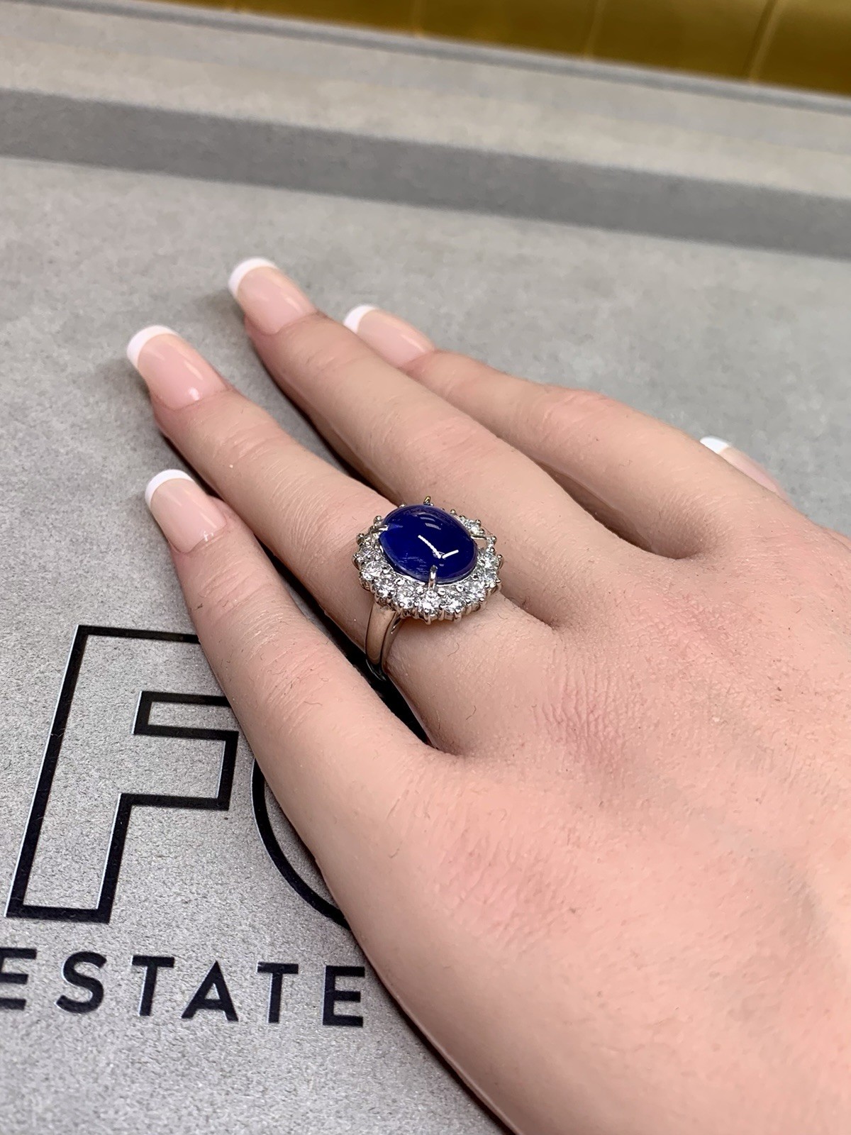 Estate Untreated 7.68ct Burmese Star Sapphire Diamond Platinum Cocktail Ring GIA