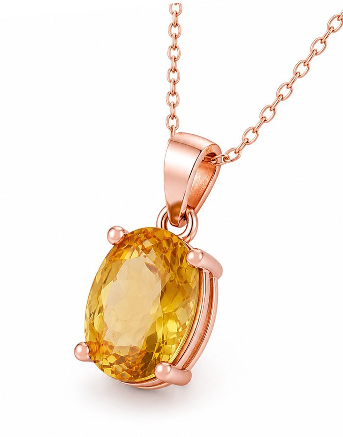 GENUINE 2.50 Cts YELLOW TOPAZ PENDANT NECKLACE 14K ROSE GOLD PLATED (.925) – NWT