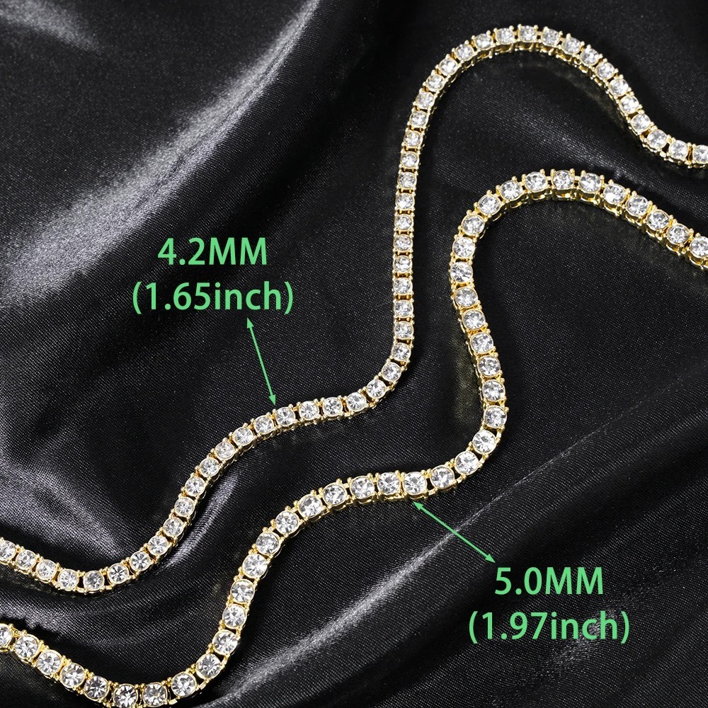 Tennis Chain Necklace Men Iced Out 5mm Silver Tone Jewelry