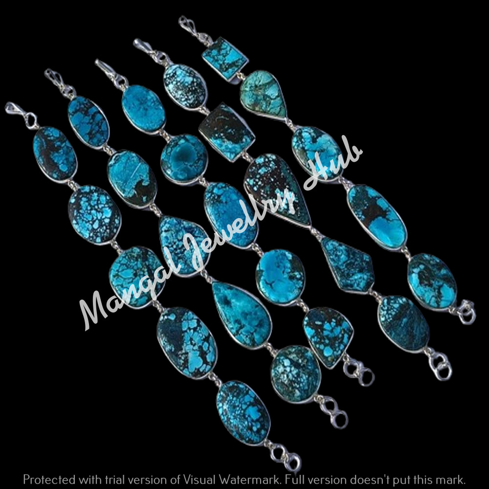 Blue Turquoise Gemstone Bracelets 25PCS Lot 925 Sterling Silver Plated Jewellery