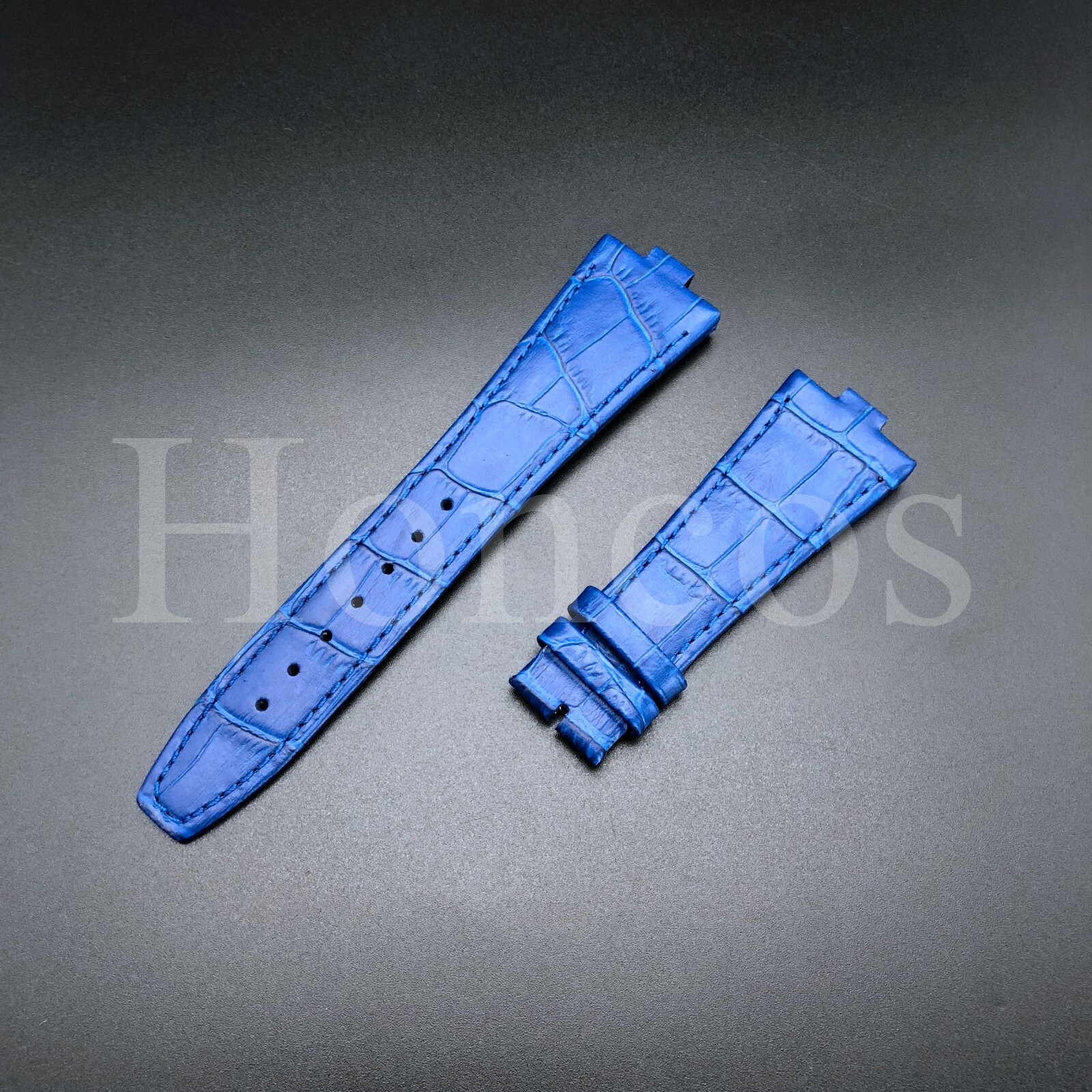 26X18 MM Leather Watch Strap Band Blue Fits For VC Overseas