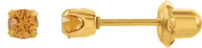 24K Gold Plated Silver Imitation Citrine Inverness Piercing Earrings