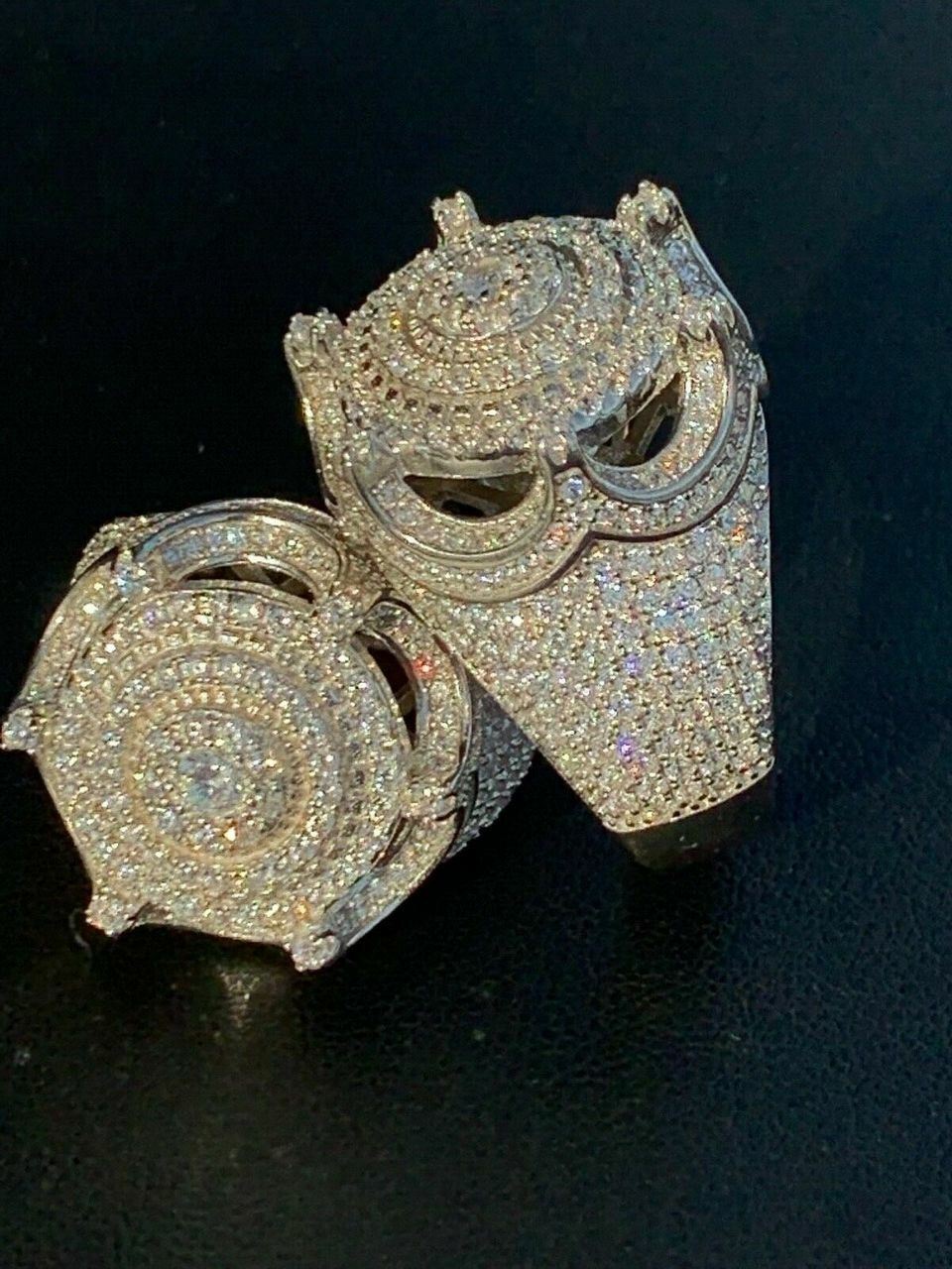 Men’s Large Solid 925 Silver 5ct King Crown Simulated Diamond Pinky RING HIP-HOP