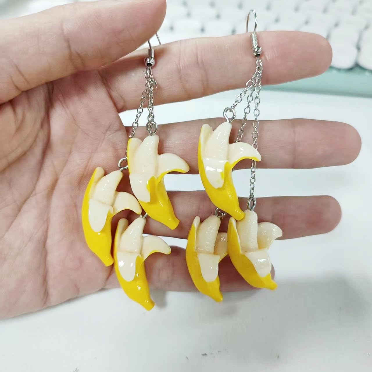 Cute Banana Dangle Earrings Resin Fruit Food Imitate Jewelry for Women Bana – 01