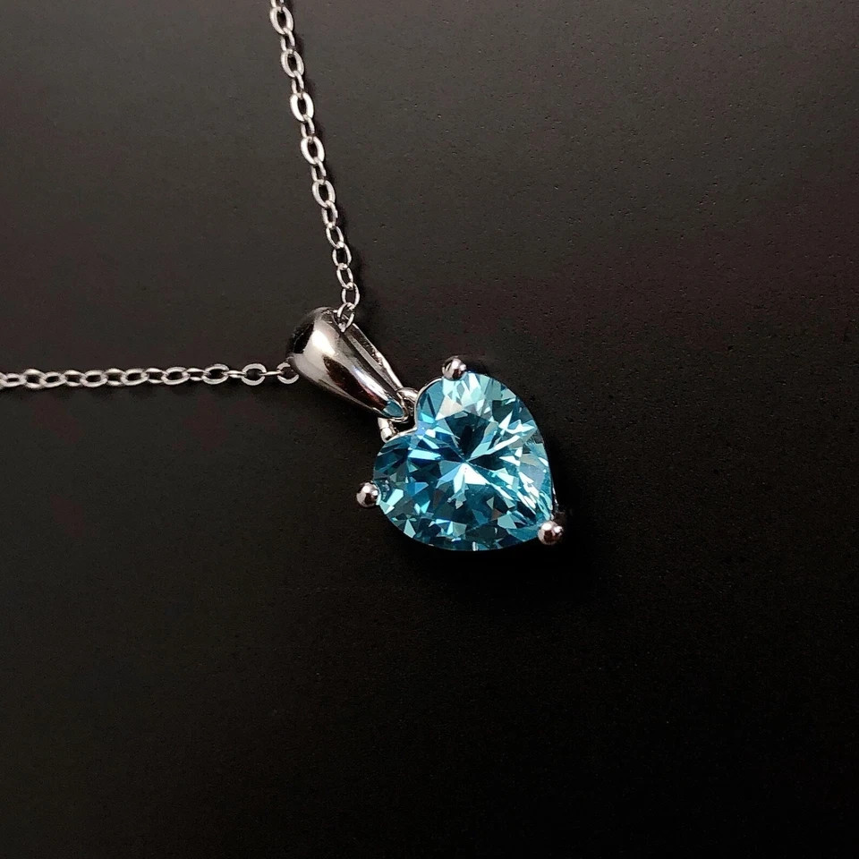 Heart Cut 15 Ct Natural Santa Maria Blue Aquamarine Pendant -925 Solid Silver
