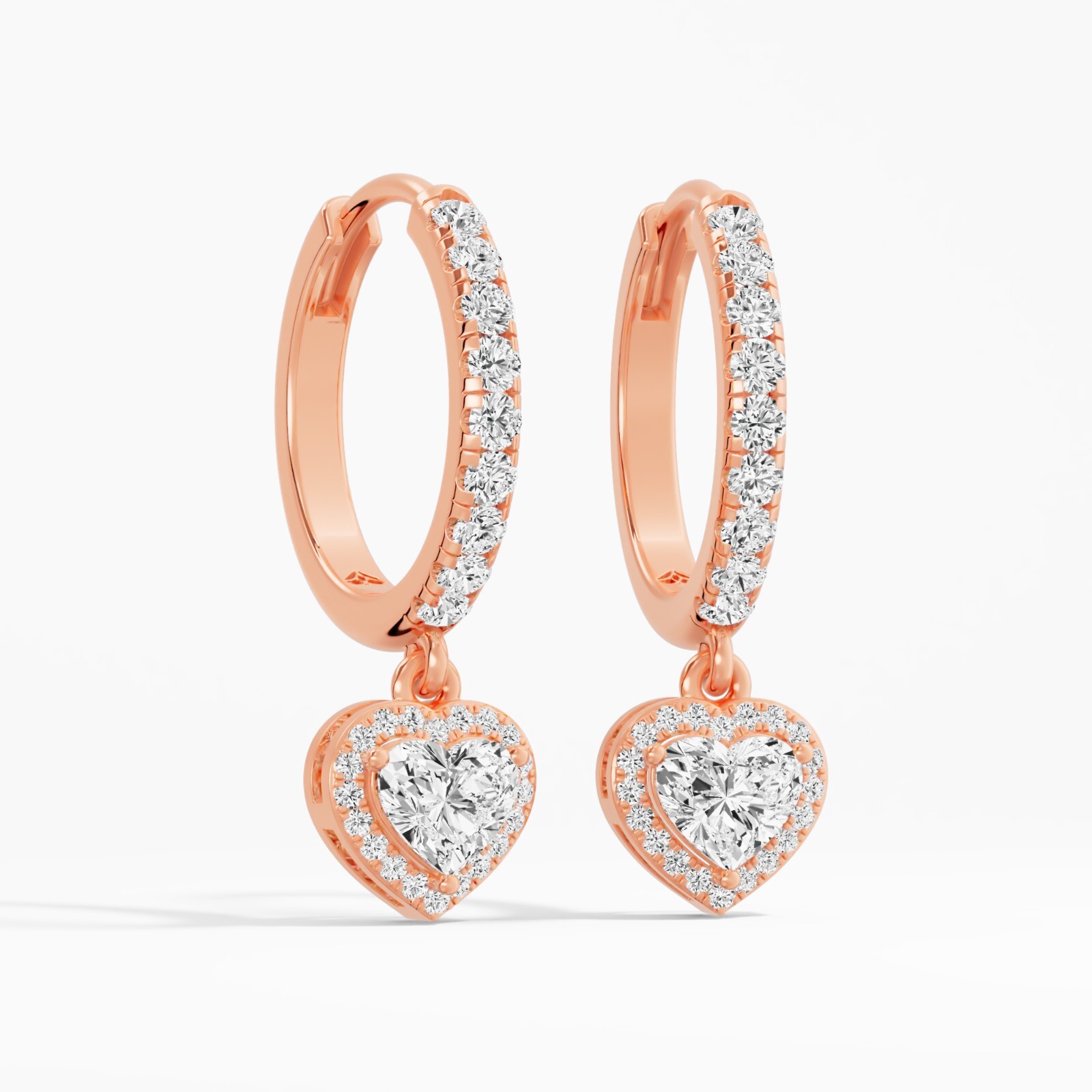 1.38 ct Lab Created Heart Diamond Hoops Earring in 14K White Gold for Women