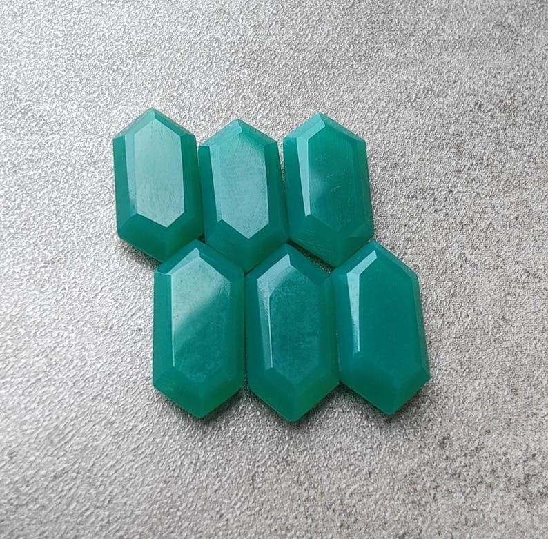 Natural Green Onyx Hexagon Flat Faceted Cut AAA Quality Calibrated Gemstones