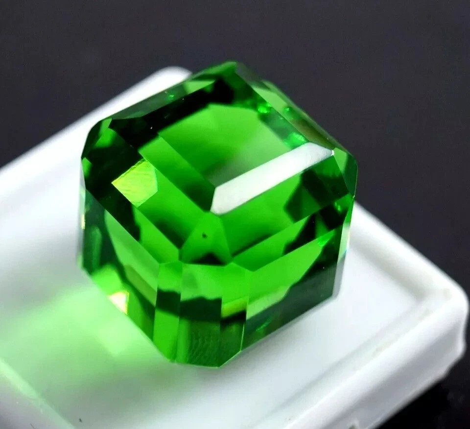 Natural 100 Ct Cube Cut Brazilian Green Color Topaz Certified Loose Gemstone
