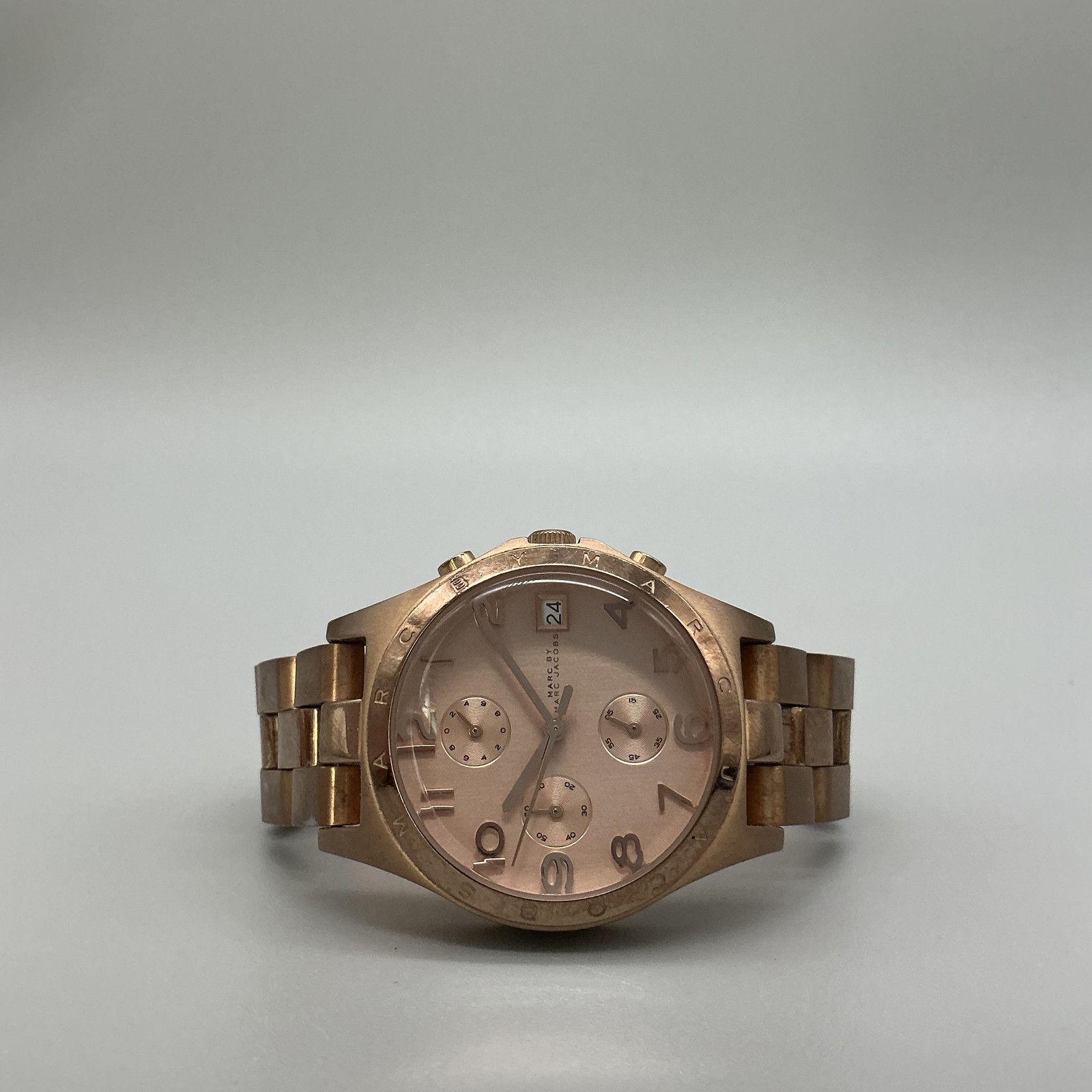 Marc By Marc Jacobs Womens Watch 37mm Rose Gold Tone Stainless New Battery 6.25″