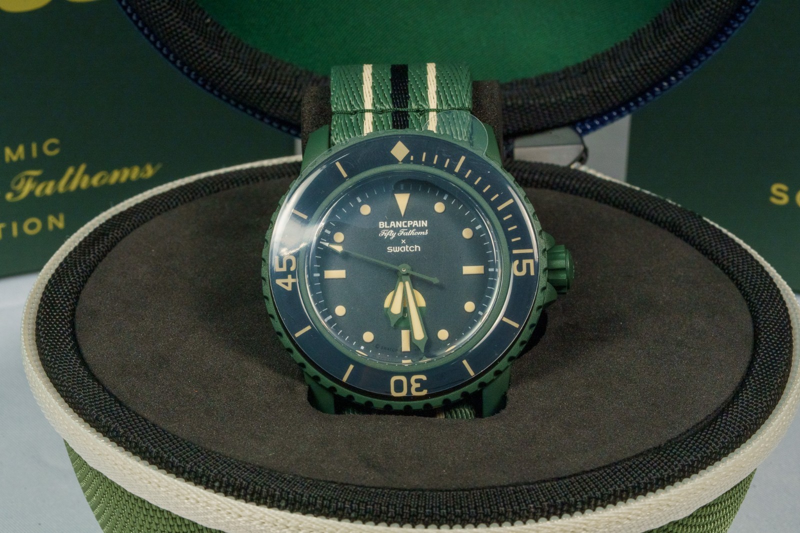 Blancpain x Swatch Scuba Fifty Fathoms GREEN ABYSS Brand New Box Papers