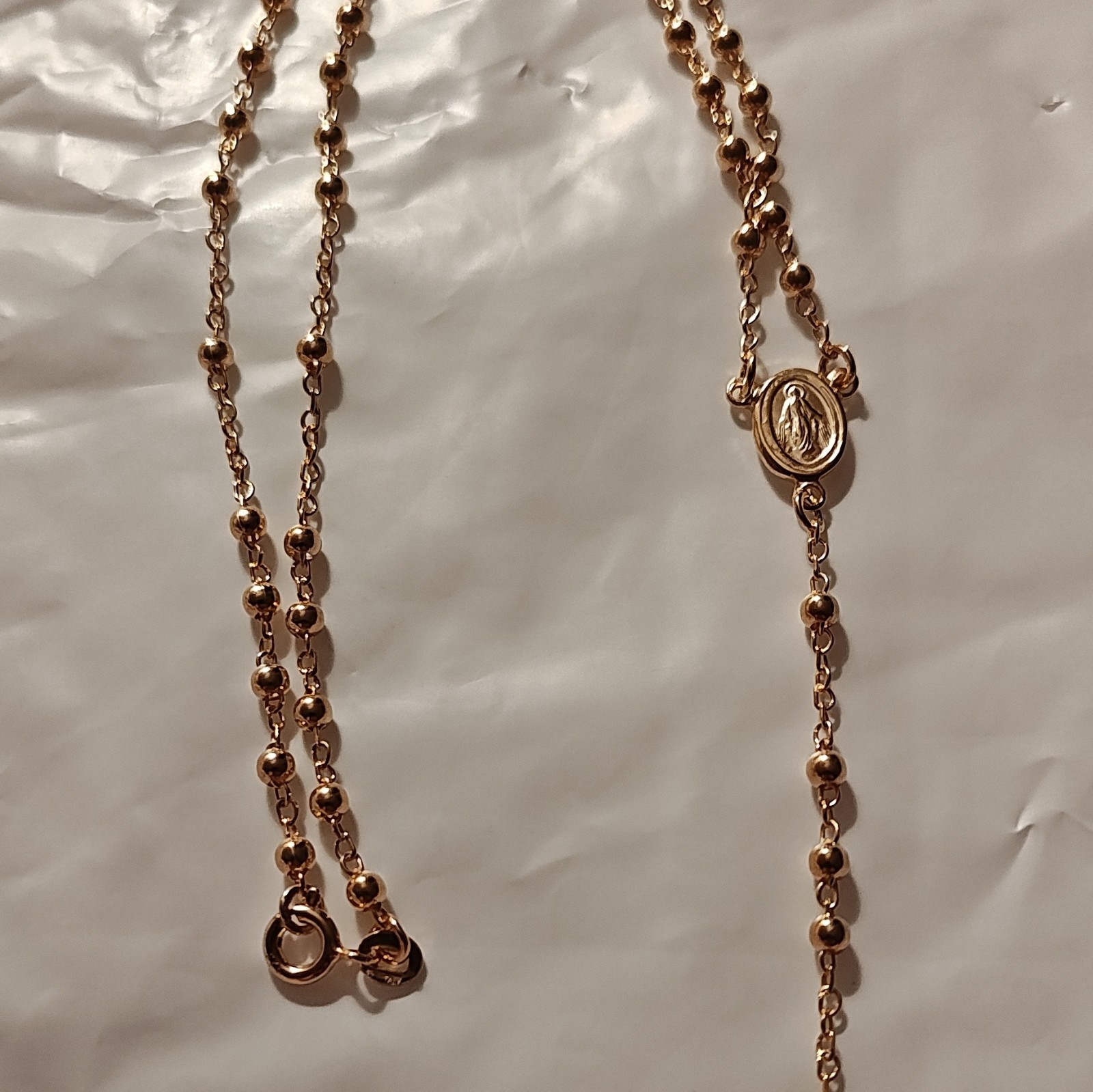 Rosary – Gold Tone Ball/Bead Chain Clasp
