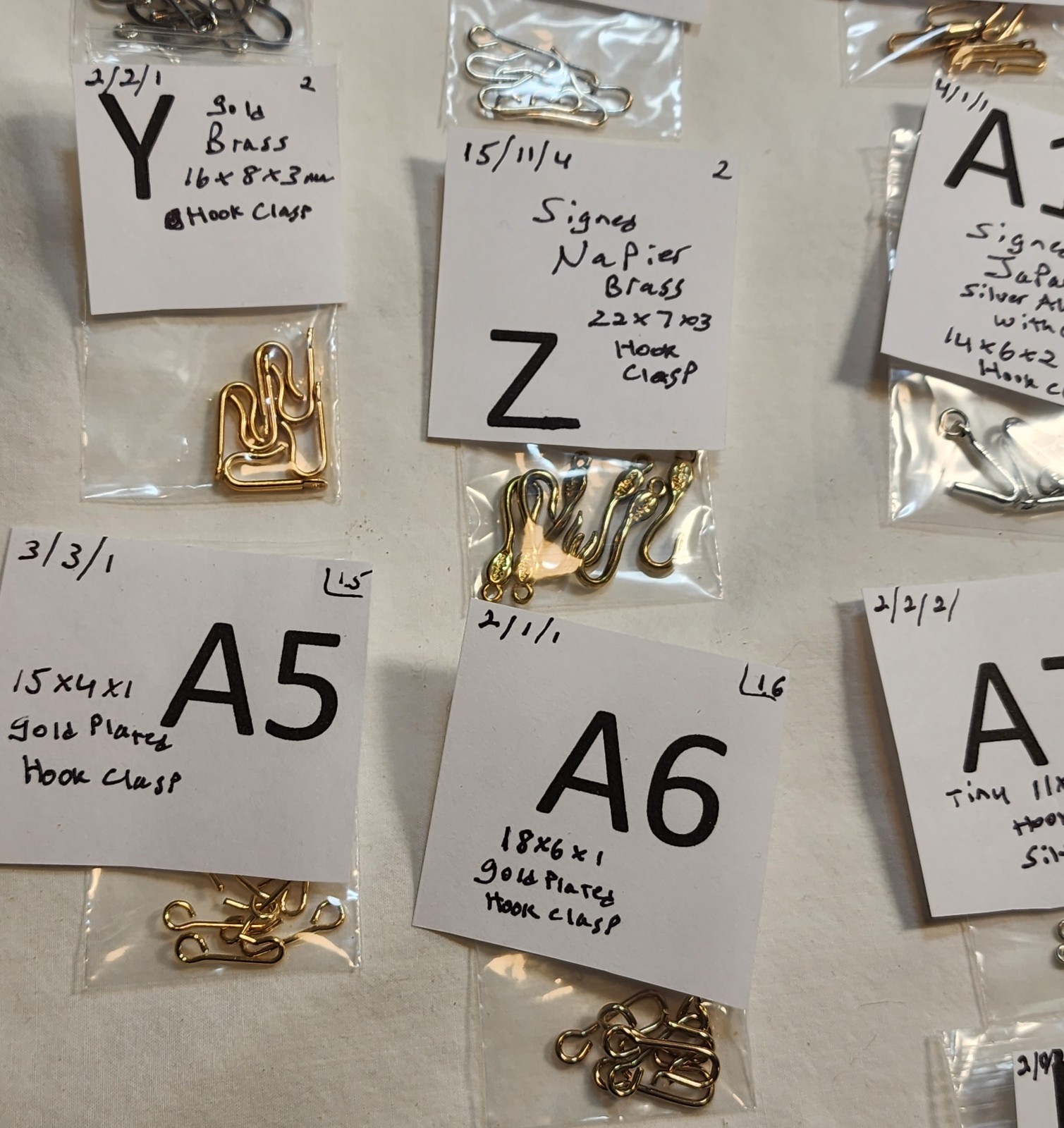 Vtg Quality Hook Clasp Jewelry Findings Repair Craft Necklace Brass Silver # 622
