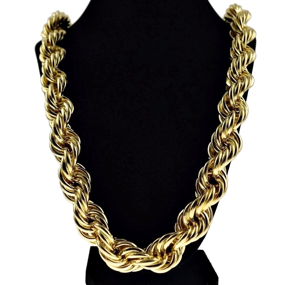 14k Gold Plated Hollow Rope Necklace 1980’s Hip Hop Dookie Chain 30″ 20MM Thick
