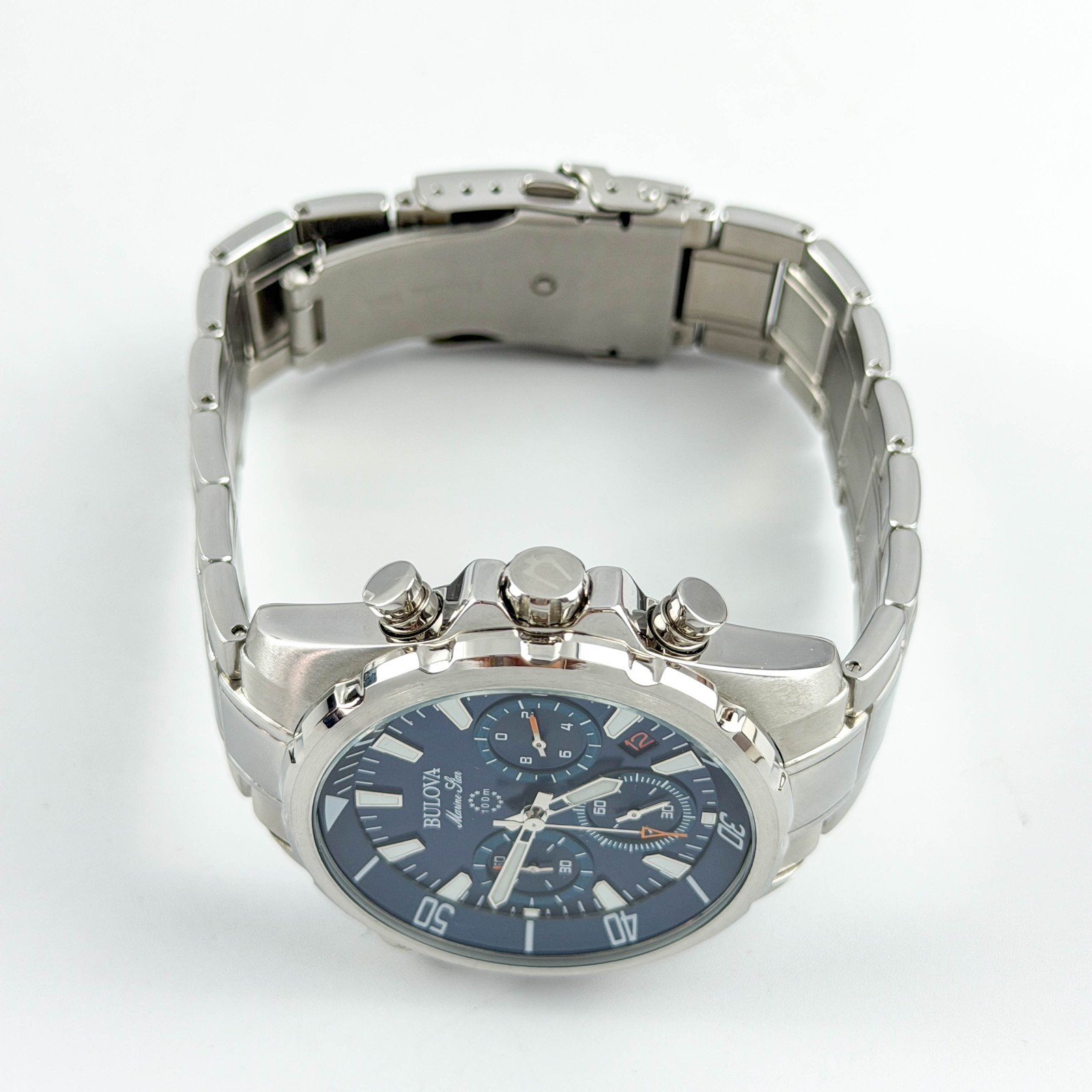 Bulova Marine Star 96B256 Blue Dial Chrono Stainless Steel Men’s Watch 43mm