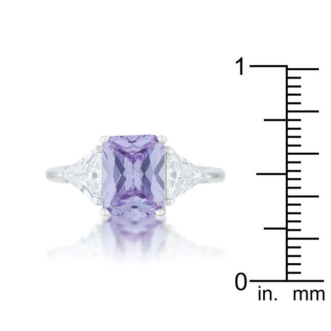 Classic Lavender White Gold Rhodium Plated Engagement Ring Cubic Zirconia 4.5ct
